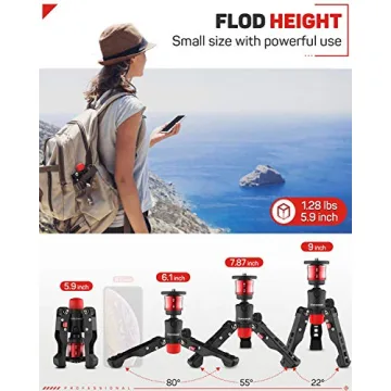 IFOOTAGE Table Top Tripod, Professional Mini Tripod with 3/8 and 1/4 inches Quick Release Plate, Desktop Tripod for DSLR Camera, Video Camcorder, Mobile Phone and Action Cameras. Max Load 17.6 lbs