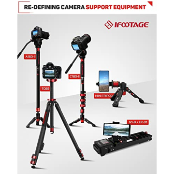 IFOOTAGE Table Top Tripod, Professional Mini Tripod with 3/8 and 1/4 inches Quick Release Plate, Desktop Tripod for DSLR Camera, Video Camcorder, Mobile Phone and Action Cameras. Max Load 17.6 lbs