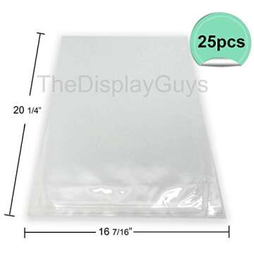 The Display Guys 25 Pcs Clear Self Adhesive 16x20 Bags