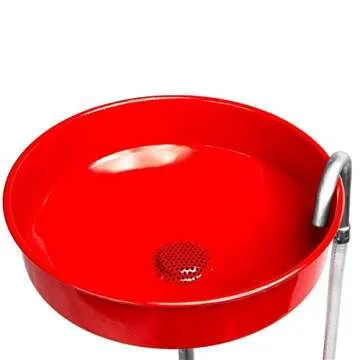 XtremepowerUS 20 Gallon Portable Waste Oil Drain Tank Air Operated Drainage Adjustable Funnel Height with Wheel, Red