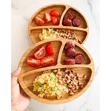 Avanchy Toddler Bamboo Divided Suction Plate with Spoon