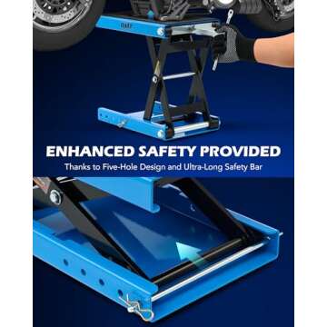 Orion Motor Tech Motorcycle Lift, 1100lb Motorcycle Scissor Lift Jack with Wide Deck T Handle 3/8" Socket, Motorcycle Center Stand with Chain Brush, Crank Hoist Stand for ATV Dirt Bike Cruiser, Blue