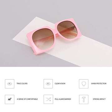 FEISEDY Vintage Big Square Sunglasses Women Fashion Large Shapes 100% UV400 Protection B2749