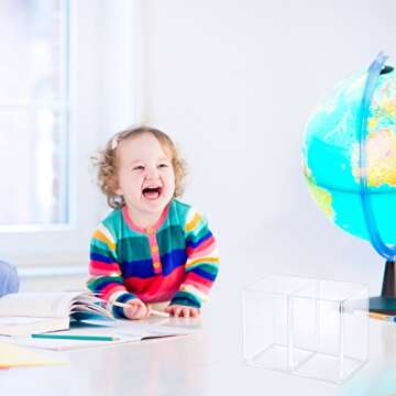 Gejoy Acrylic Pencil Pen Holder Clear Makeup Brush Organizer 2 Compartments for Desktop Stationery Office Bedroom