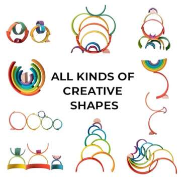 AVDAR 12Pcs Wooden Rainbow Stacker Toy, Extra Large Wooden Rainbow Stacking Toy, Montessori Nesting Puzzle for Kids, Rainbow Blocks