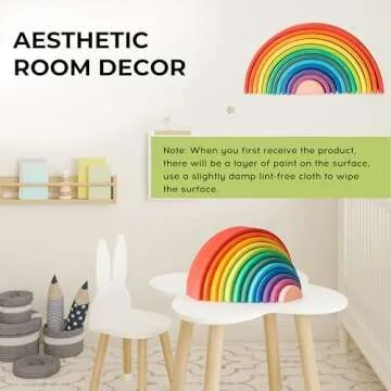 AVDAR 12Pcs Wooden Rainbow Stacker Toy, Extra Large Wooden Rainbow Stacking Toy, Montessori Nesting Puzzle for Kids, Rainbow Blocks