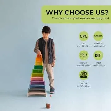 AVDAR 12Pcs Wooden Rainbow Stacker Toy, Extra Large Wooden Rainbow Stacking Toy, Montessori Nesting Puzzle for Kids, Rainbow Blocks