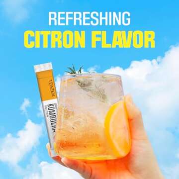 TEAZEN Citron Kombucha Tea, Hydration Drink Mix, Sugar Free, Live Probiotics & Prebiotics, 10 Sticks...