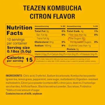 TEAZEN Citron Kombucha Tea Mix - Sugar Free & Probiotics
