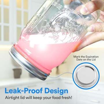 Regular Mouth Mason Jars 32 oz. (12 Pack) - Quart Size Jars with Airtight Lids and Bands - Made in USA - for Canning, Fermenting, Pickling, or DIY Decors and Projects Bundled with Jar Opener