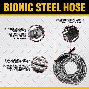 Bionic Steel 25 FT Kink-Free Garden Hose with Nozzle
