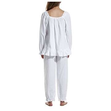 Womens 2 Set Cotton Victorian White Long Sleeve Pajama Set Nightgown Sleepwear M
