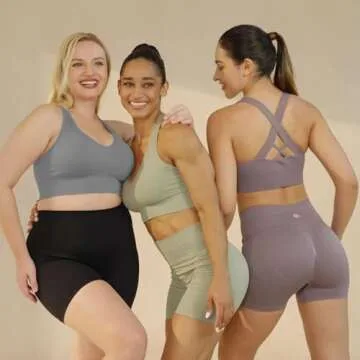 Evercute Sports Bra for Women Padded Medium Support Criss Cross Strappy Bras Seamless High Impact Yo...