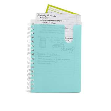 Poppin Small Spiral Notebook, 6" x 8.5" College Ruled Notebook, Translucent Front Cover Pocket for Added Storage, 80 Sheets, Easy Tear Pages (Aqua, Small Notebook)