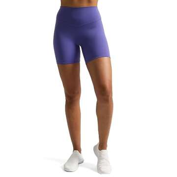 Aoxjox Metamorph Workout Biker Shorts for Women Tummy Control High Waisted Athletic Gym Running Deep V Yoga Short 6" (Violet, Medium)