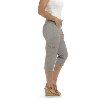 Lee Women's Relaxed Fit Austyn Knit Waist Cargo Capri Pant, Frost Gray, 12
