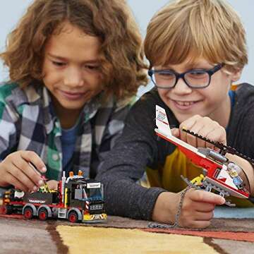 EGO City Heavy Cargo Transport 60183 Toy Truck Building Kit with Trailer, Toy Helicopter and Constru...