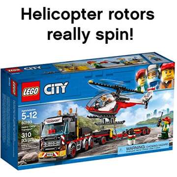 EGO City Heavy Cargo Transport 60183 Toy Truck Building Kit with Trailer, Toy Helicopter and Construction Minifigures for Creative Play (310 Pieces)