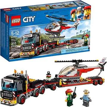 EGO City Heavy Cargo Transport 60183 Toy Truck Building Kit with Trailer, Toy Helicopter and Construction Minifigures for Creative Play (310 Pieces)