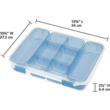 Multipurpose 13x10x2.5 Clear Storage Case with Removable Trays