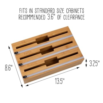 Bamboo Food Wrap Organizer with Safety Cutter Honey Can Do