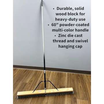 American Select Tubing Pbsa36004 Heavy Duty 36" Smooth-Surface Push Broom with Silver/Black Handle