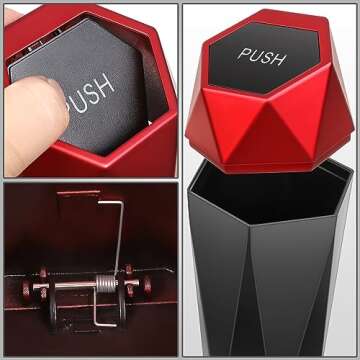 DNA MOTORING 2PCS Mini Car Auto Trash Can with Removable Lid - Leakproof & Stylish