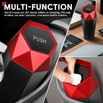 Compact Mini Car Trash Can with Removable Lid, Leakproof