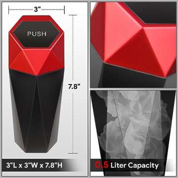 Compact Mini Car Trash Can with Removable Lid, Leakproof