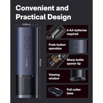 HOTO Electric Wine Opener, Automatic Bottle Opener with Foil Cutter, Uncorks 170+ Bottles, 10s Instant Opening, Battery Operated Corkscrew Wine Opener, Ideal Gifts for Wine Lover Wedding Party Home