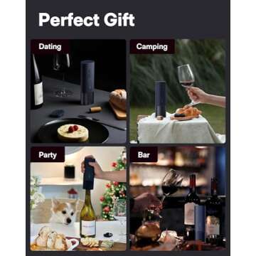 HOTO Electric Wine Opener, Automatic Bottle Opener with Foil Cutter, Uncorks 170+ Bottles, 10s Instant Opening, Battery Operated Corkscrew Wine Opener, Ideal Gifts for Wine Lover Wedding Party Home