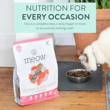 The New Zealand Natural Pet Food Co. Meow Air Dried Cat Food - Chicken & King Salmon Recipe, Dry Cat Food, High Protein Meals, Treats & Toppers,26.5 oz