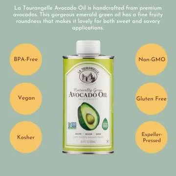 La Tourangelle, Avocado Oil, Handcrafted from Premium Avocados, Great for Cooking, as Butter Substitute, and for Skin and Hair, 16.9 fl oz