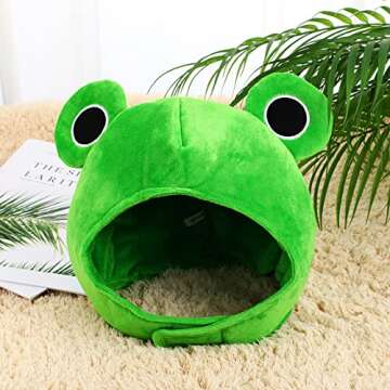 Amosfun Cute Plush Frog Hat for Halloween Novelty Party Dress up Cosplay Costume