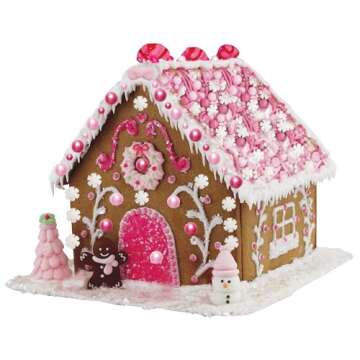 Glittery Pink Dreamland Insta-House™ Kit - Pre-Baked Gingerbread, Quick-Dry Icing, Glittery Sugar, Edible Decorations, Easy Assembly - Nut & Dairy Free