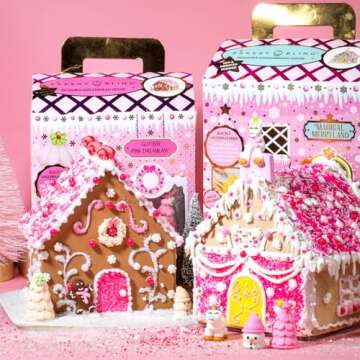 Glittery Pink Dreamland Insta-House™ Kit - Pre-Baked Gingerbread, Quick-Dry Icing, Glittery Sugar, Edible Decorations, Easy Assembly - Nut & Dairy Free