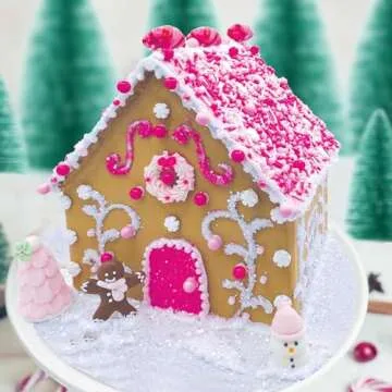 Glittery Pink Dreamland Insta-House™ Kit - Pre-Baked Gingerbread, Quick-Dry Icing, Glittery Sugar, Edible Decorations, Easy Assembly - Nut & Dairy Free