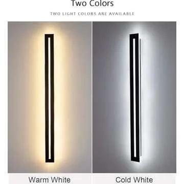 LS-PRO (12 inch/ 10w Outdoor Long Strip Modern LED Wall Lighting Fixture Lamps, Elegant Frosted White Acrylic, Black Aluminum Body IP65 Waterproof Anti Rust. (Cold White 6000K). 1 Year Warranty