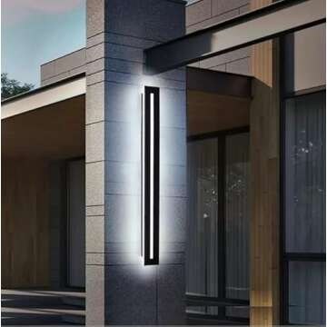 LS-PRO (12 inch/ 10w Outdoor Long Strip Modern LED Wall Lighting Fixture Lamps, Elegant Frosted White Acrylic, Black Aluminum Body IP65 Waterproof Anti Rust. (Cold White 6000K). 1 Year Warranty