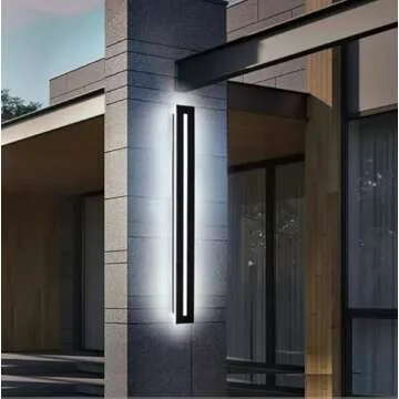 LS-PRO (12 inch/ 10w Outdoor Long Strip Modern LED Wall Lighting Fixture Lamps, Elegant Frosted White Acrylic, Black Aluminum Body IP65 Waterproof Anti Rust. (Cold White 6000K). 1 Year Warranty