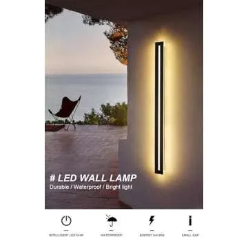 LS-PRO (12 inch/ 10w Outdoor Long Strip Modern LED Wall Lighting Fixture Lamps, Elegant Frosted White Acrylic, Black Aluminum Body IP65 Waterproof Anti Rust. (Cold White 6000K). 1 Year Warranty
