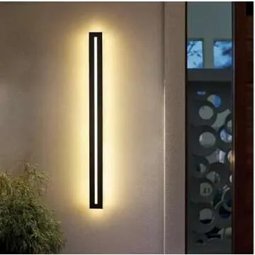 LS-PRO (12 inch/ 10w Outdoor Long Strip Modern LED Wall Lighting Fixture Lamps, Elegant Frosted White Acrylic, Black Aluminum Body IP65 Waterproof Anti Rust. (Cold White 6000K). 1 Year Warranty