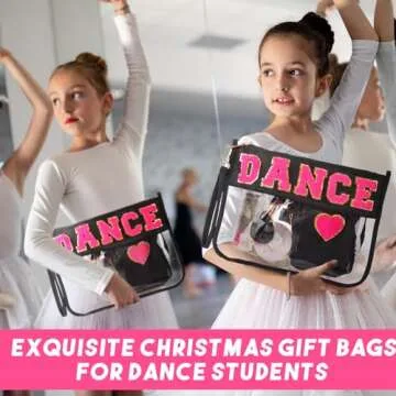 Hillban 2 Pcs Dance Recital Gifts Clear Makeup Bag Chenille Letter Patch Cosmetic Bag Dance Competition Gift Toiletry Pouches with Zipper Waterproof Travel Purse for Team Teacher Appreciation