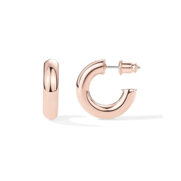 PAVOI 14K Rose Gold Plated Lightweight Chunky Open Hoops | Gold Hoop Earrings for Women | 20mm Thick...