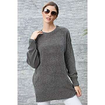 ZKESS Womens Sweaters Oversized Pullover Sweater Loose Knit Jumper Grey S 4 6