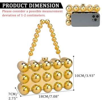 Gets Acrylic Clutch Purses for Women, Gold Evening Bag, Siver Crossbody Purse, Beaded Metallic Handb...