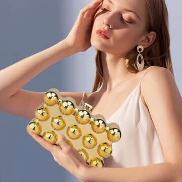 Gets Acrylic Clutch Purses for Women, Gold Evening Bag, Siver Crossbody Purse, Beaded Metallic Handbag Purse for Prom Party