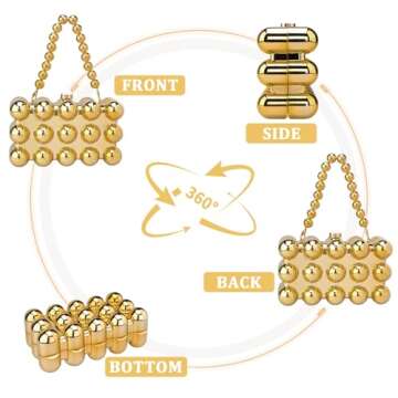 Gets Acrylic Clutch Purses for Women, Gold Evening Bag, Siver Crossbody Purse, Beaded Metallic Handbag Purse for Prom Party