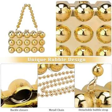 Gets Acrylic Clutch Purses for Women, Gold Evening Bag, Siver Crossbody Purse, Beaded Metallic Handbag Purse for Prom Party