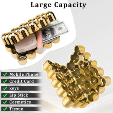 Gets Acrylic Clutch Purses for Women, Gold Evening Bag, Siver Crossbody Purse, Beaded Metallic Handbag Purse for Prom Party